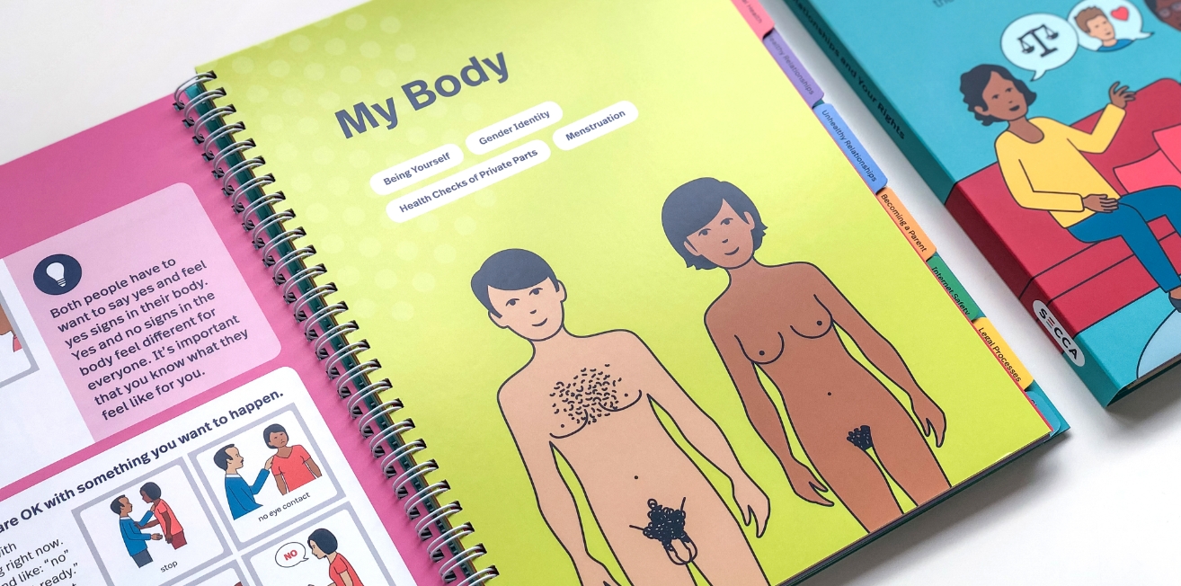 Example page ("My Body") from the current Sexuality, Relationships and Your Rights book.